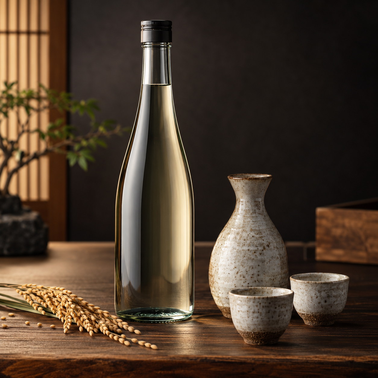 日本酒の瓶、徳利、盃